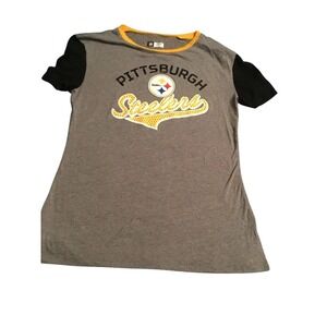 Pittsburgh Steelers NFL Team Apparel Gray Black‎ T Shirt Womens XXL NWT